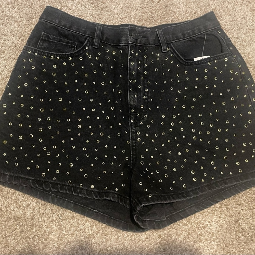 NWT Urban Outfitters BDG Black Mom Shorts with Black and Gold Studs - Size 30